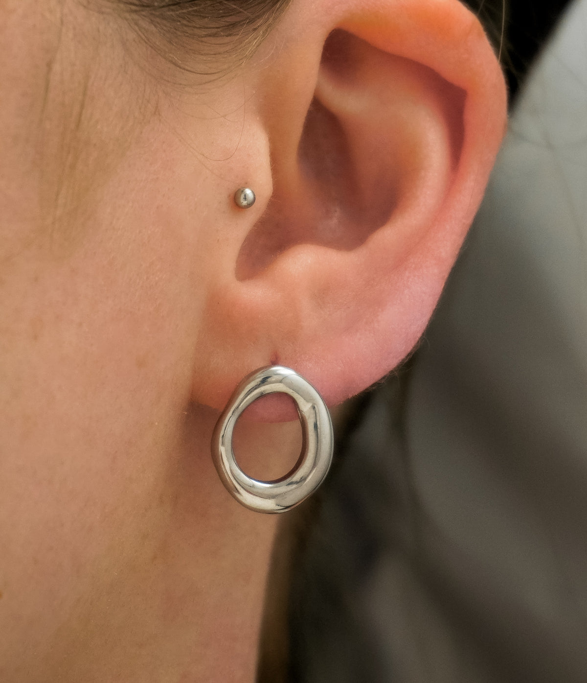 Geometric Oval Stainless Steel Studs