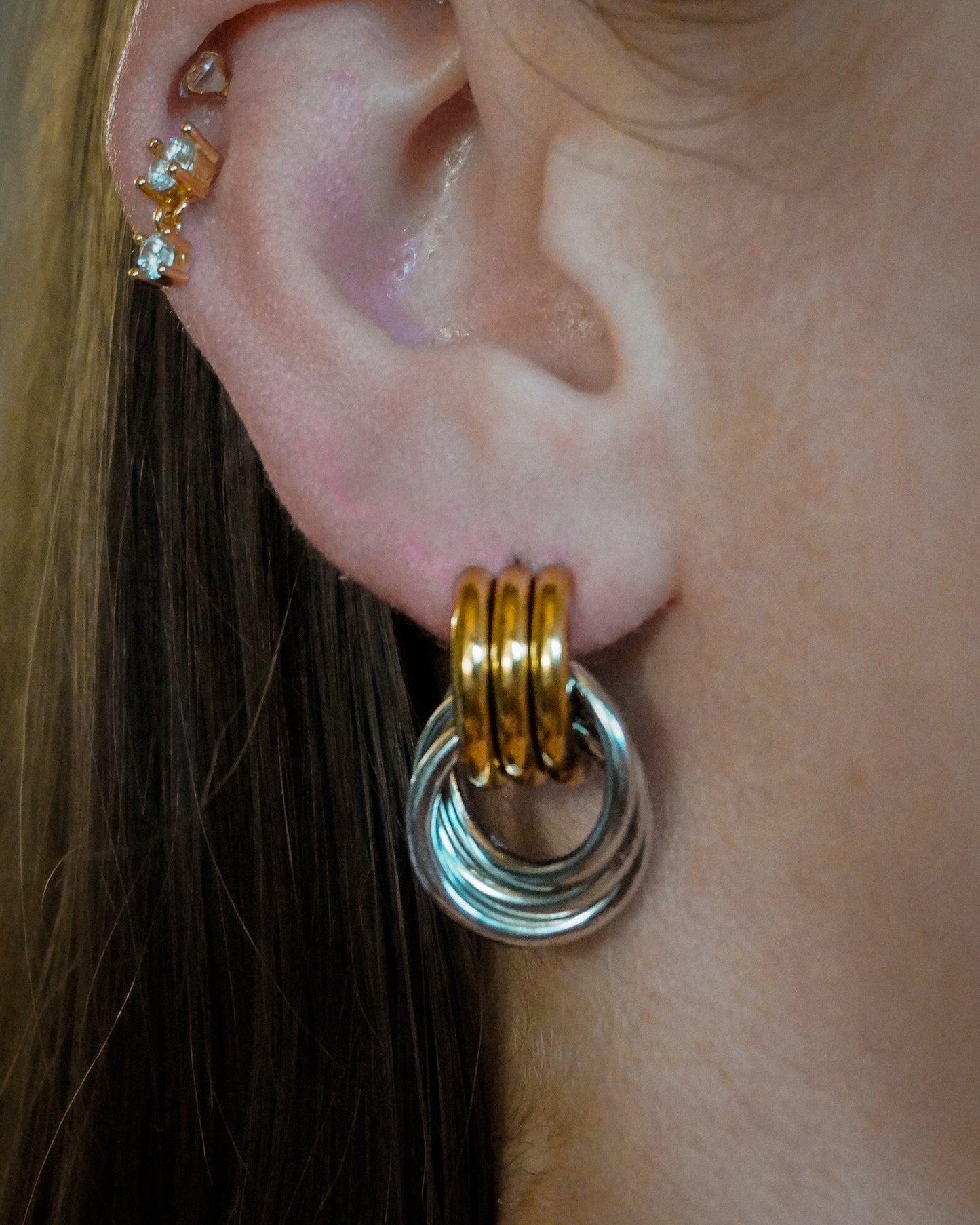 Dual-Toned Geometric Stainless Steel Earrings