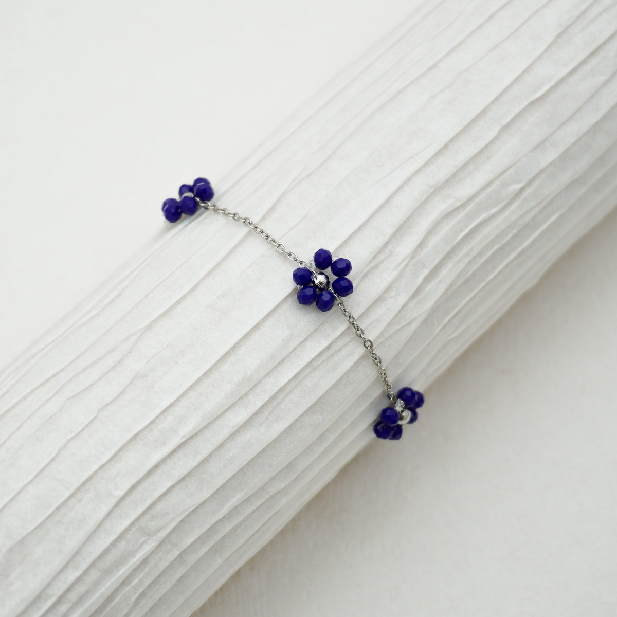 Beaded Flower Stainless Steel Bracelet