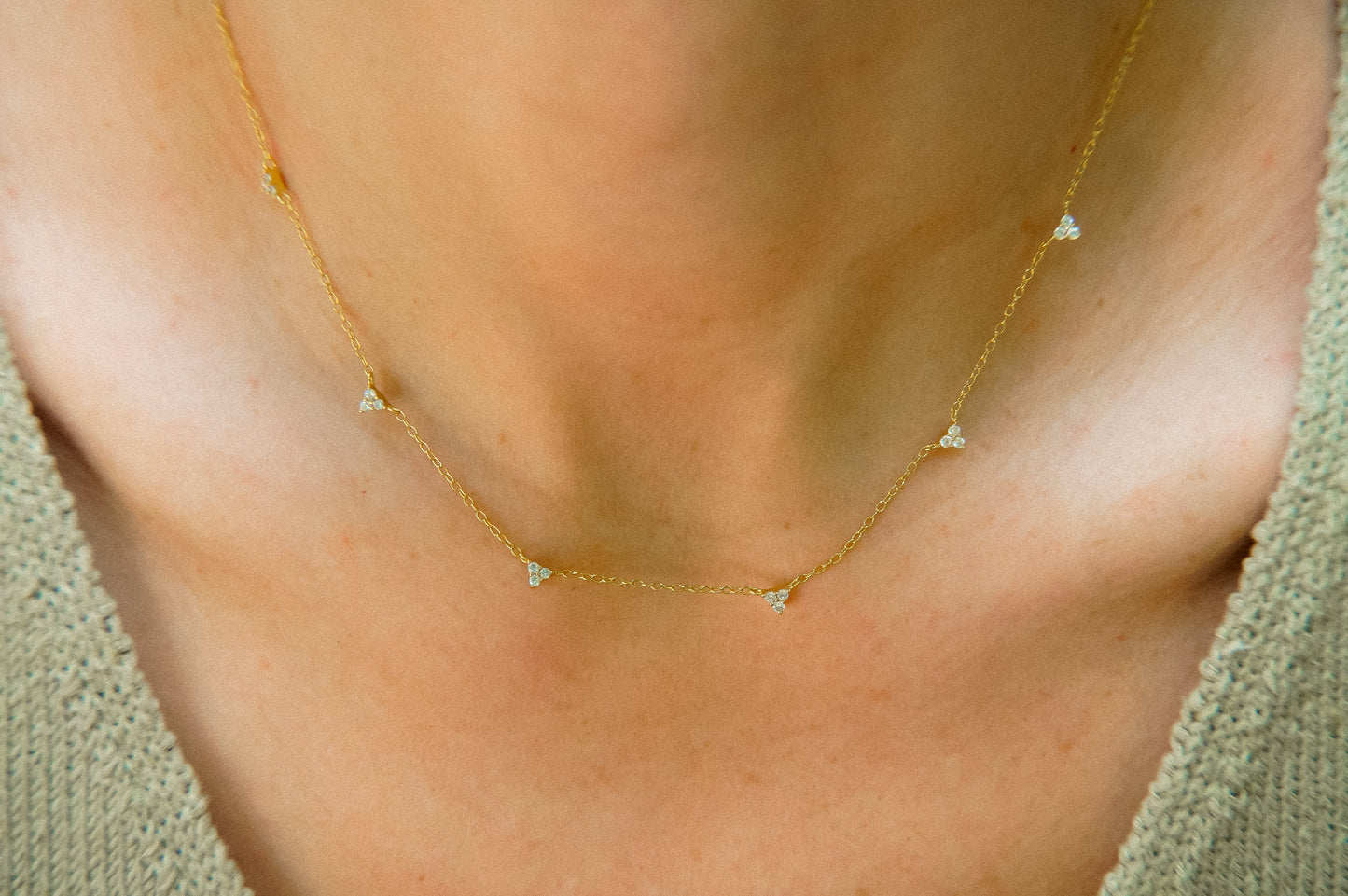 Triangle Cubic Halo Sterling Silver Necklace