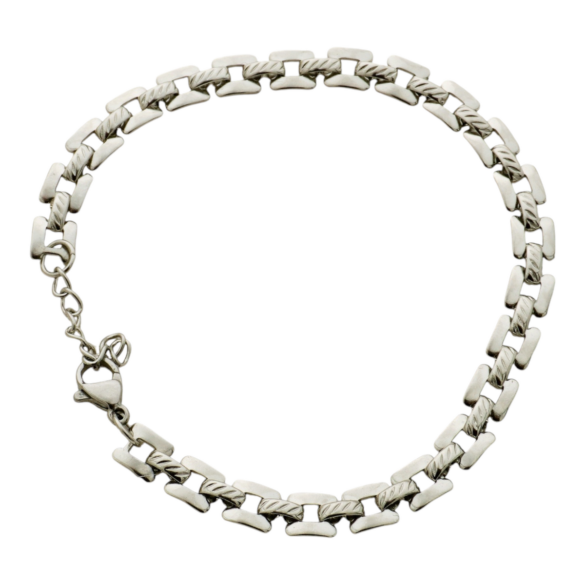 Flat Box Linked Stainless Steel Bracelet