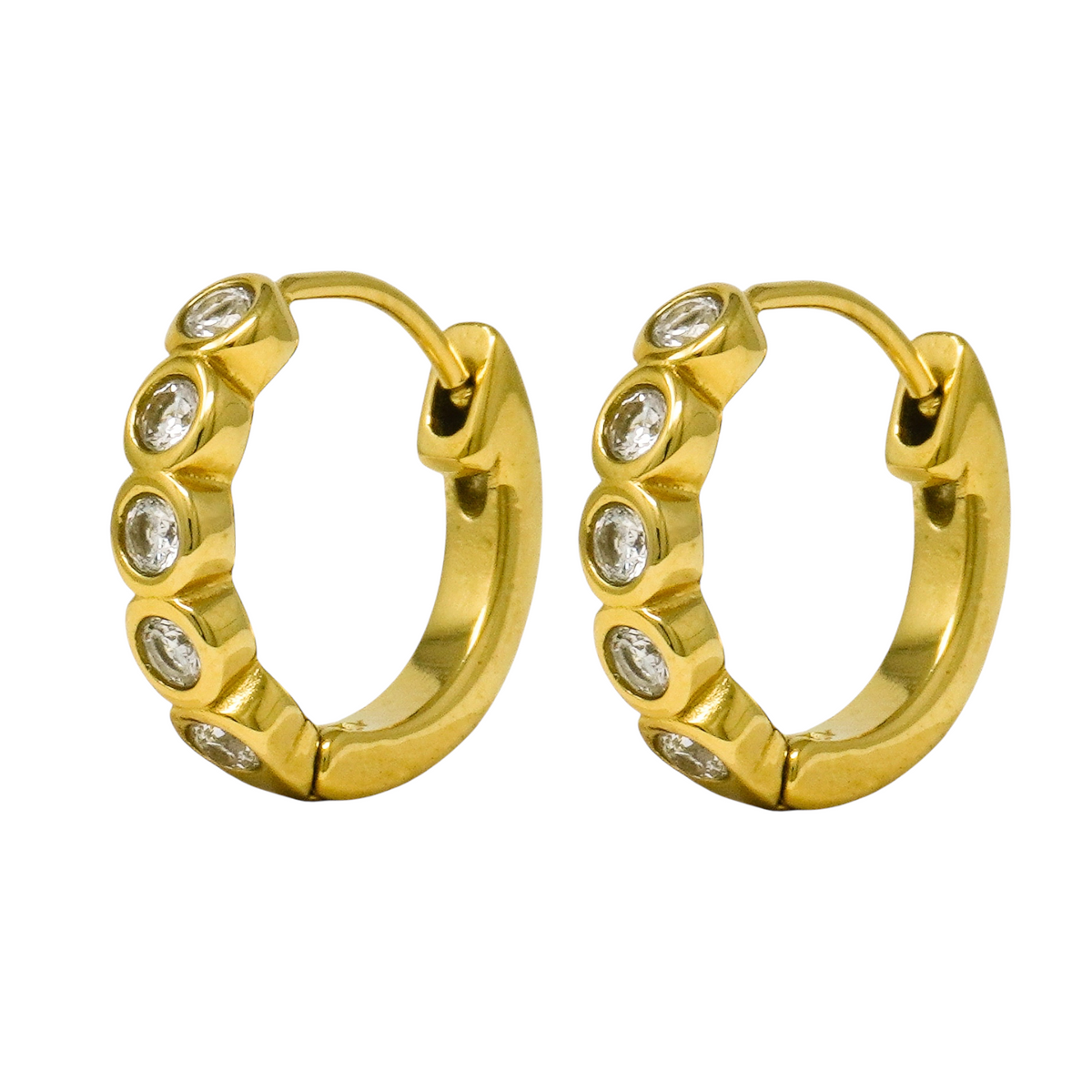 Cubic Bezel Stainless Steel Hoops