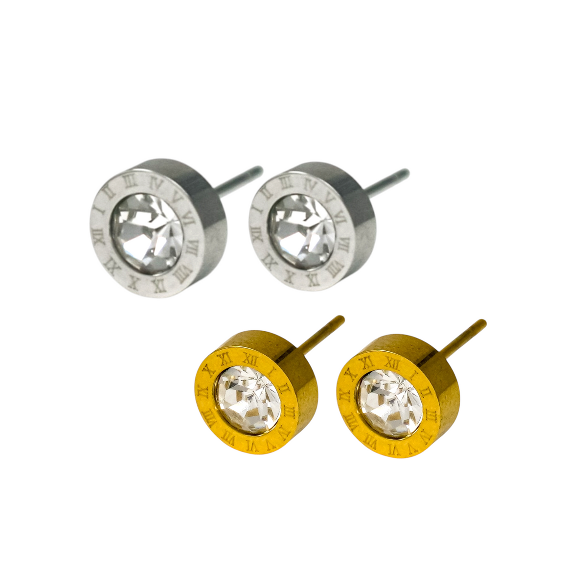 Clock Stainless Steel Stud Earrings