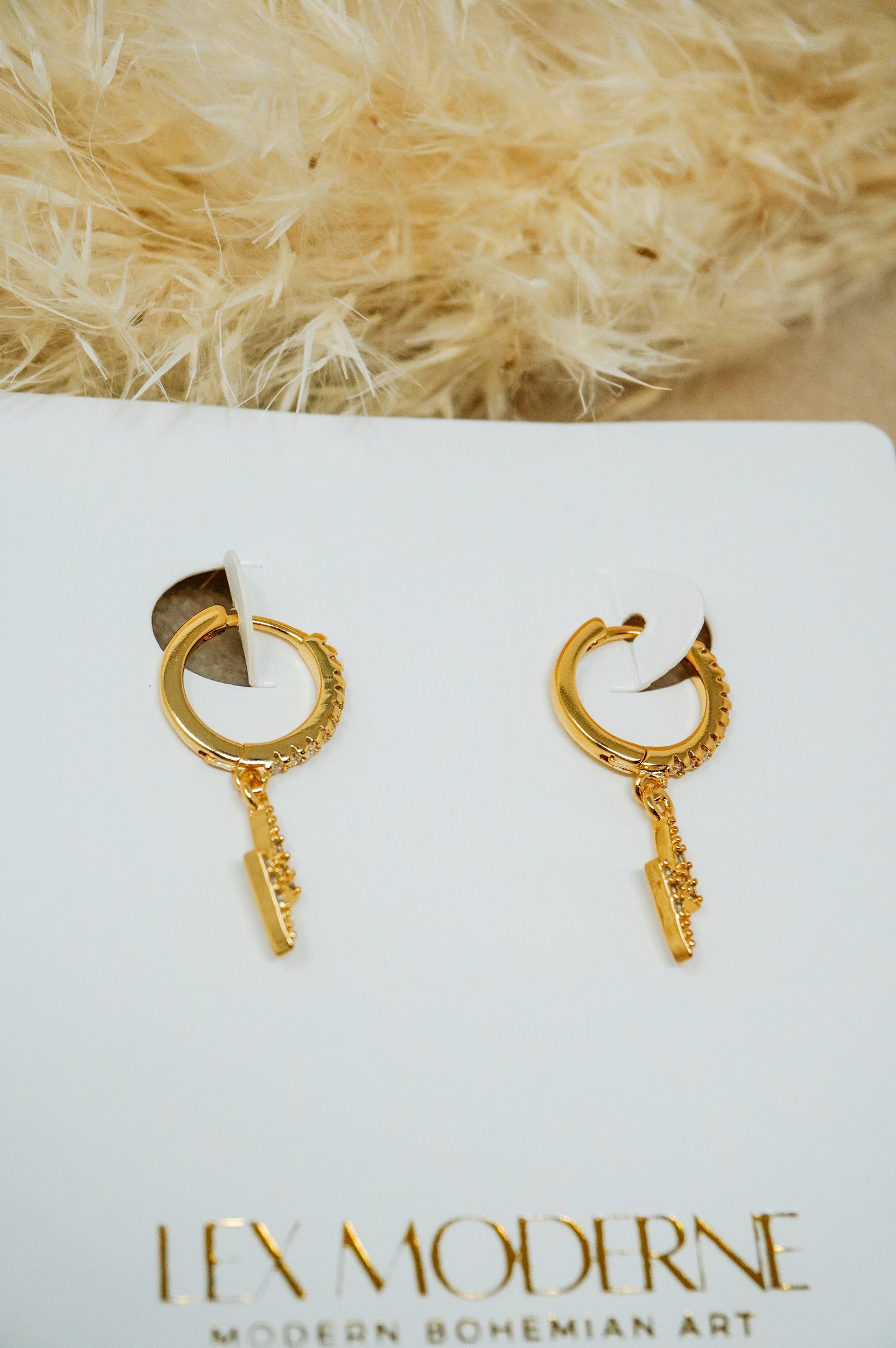 Lightning Bolt Dangle Hoops