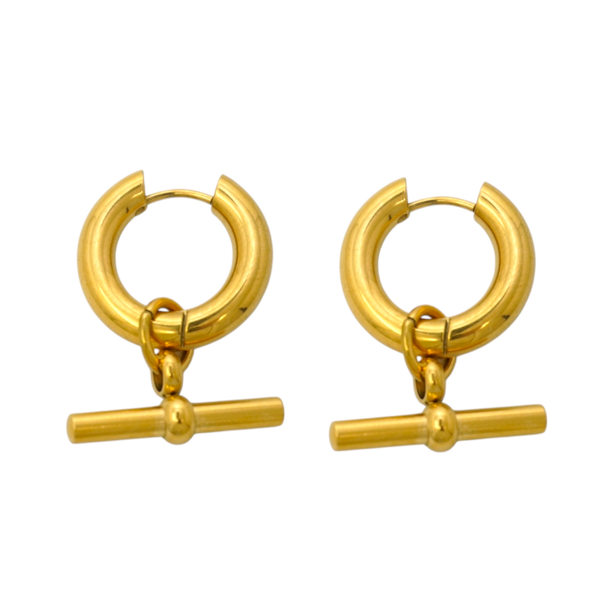 Chunky Gold Bar Stainless Steel Hoops