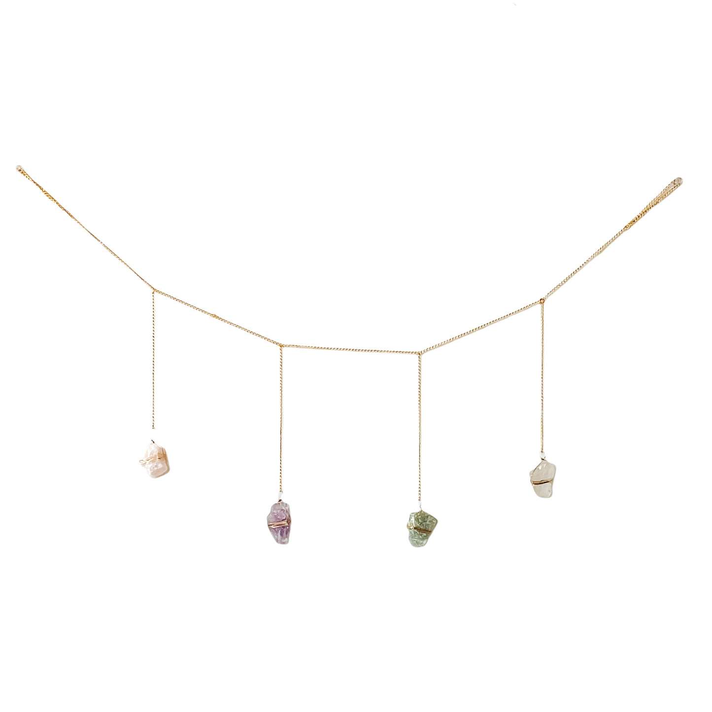 4 Piece Crystal Gemstone Metal Garland