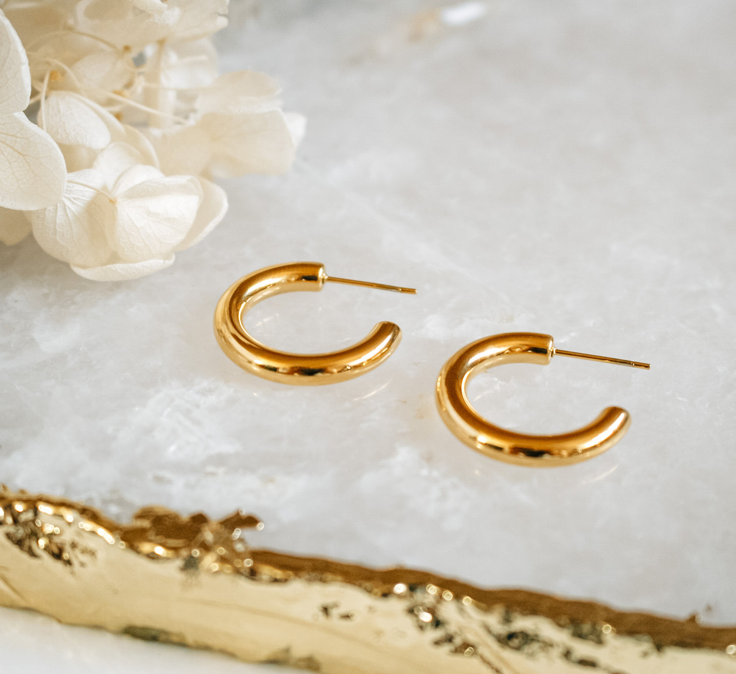 Gold stainless steel chunky hoops