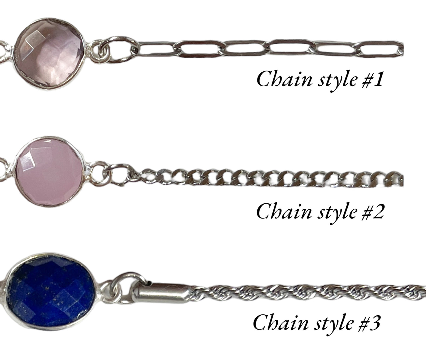 Silver Gemstone Pendant Bracelet