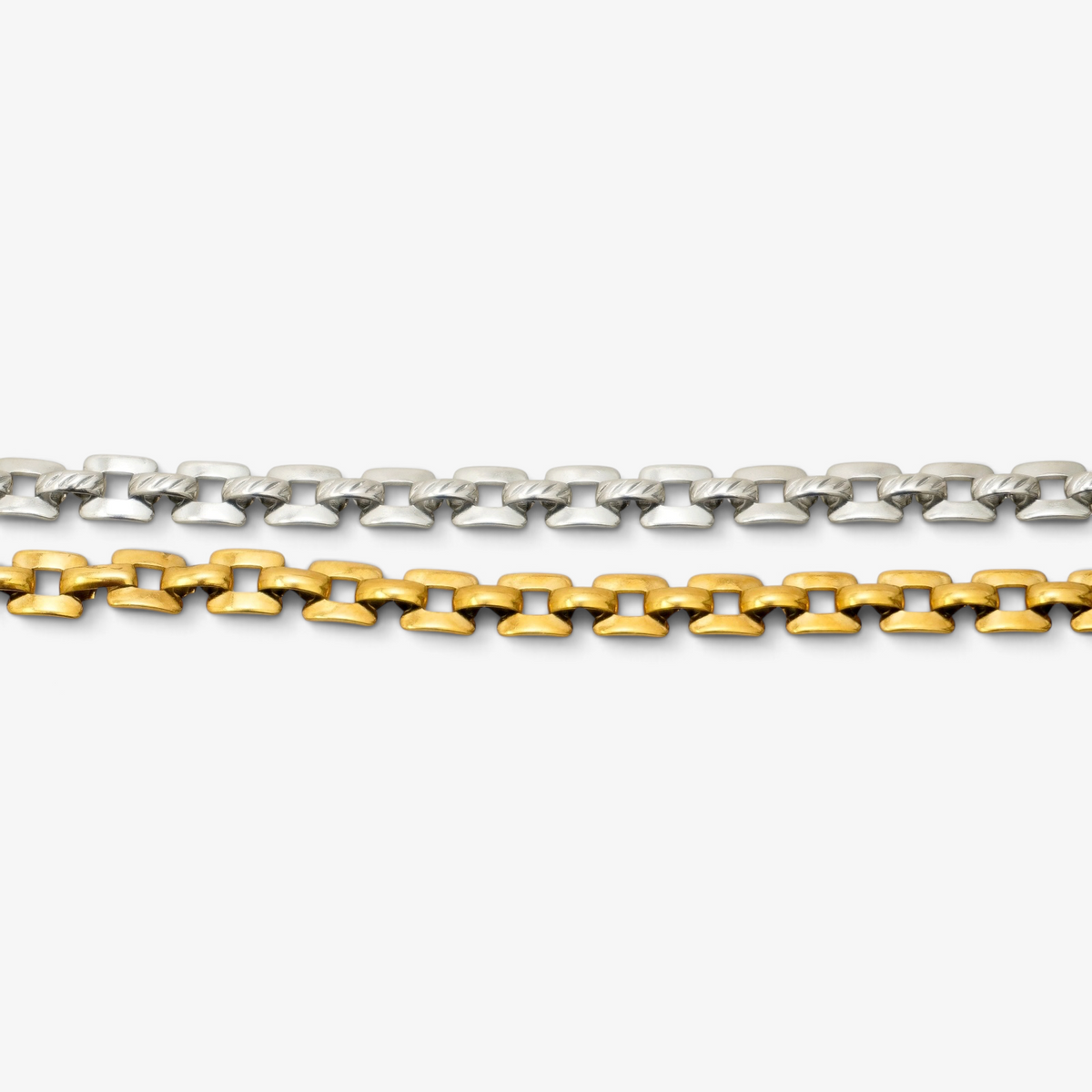 Flat Box Linked Stainless Steel Bracelet