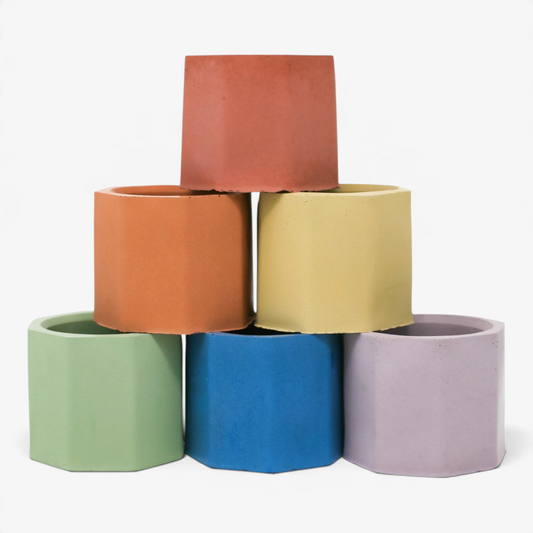 Mini Colorful Hex Cement Planters