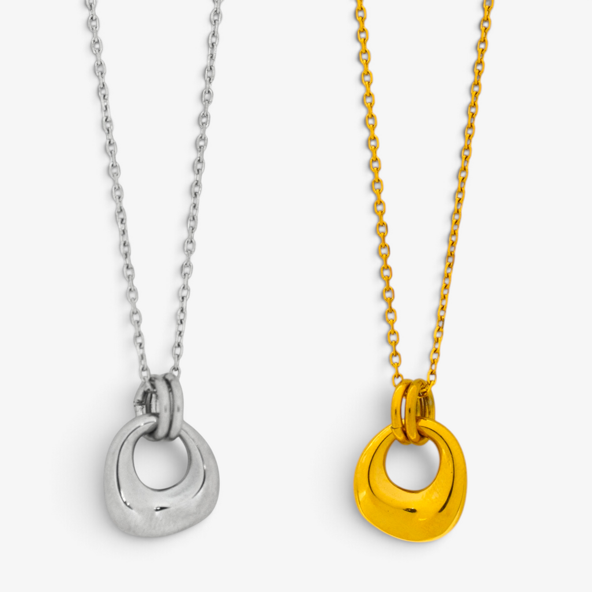 Geometric Circle Pendant Stainless Steel Necklace