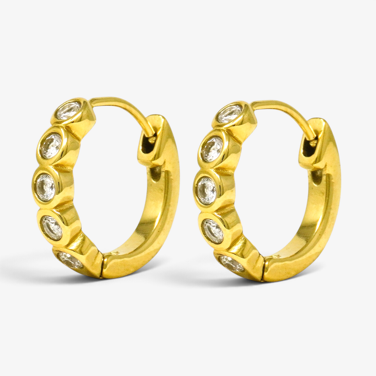 Cubic Bezel Stainless Steel Hoops