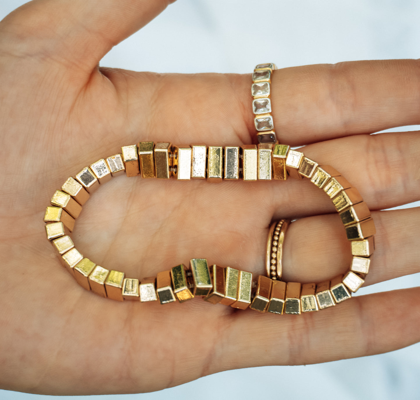 Gold Block Stretch Bracelet