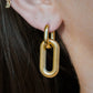 Gold Textured Stainless Steel Oval Hoops