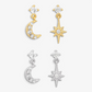 Moon and Star Dangle Studs