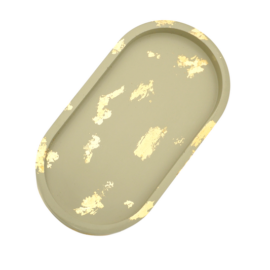 Gold Leaf Cement Oval Tray