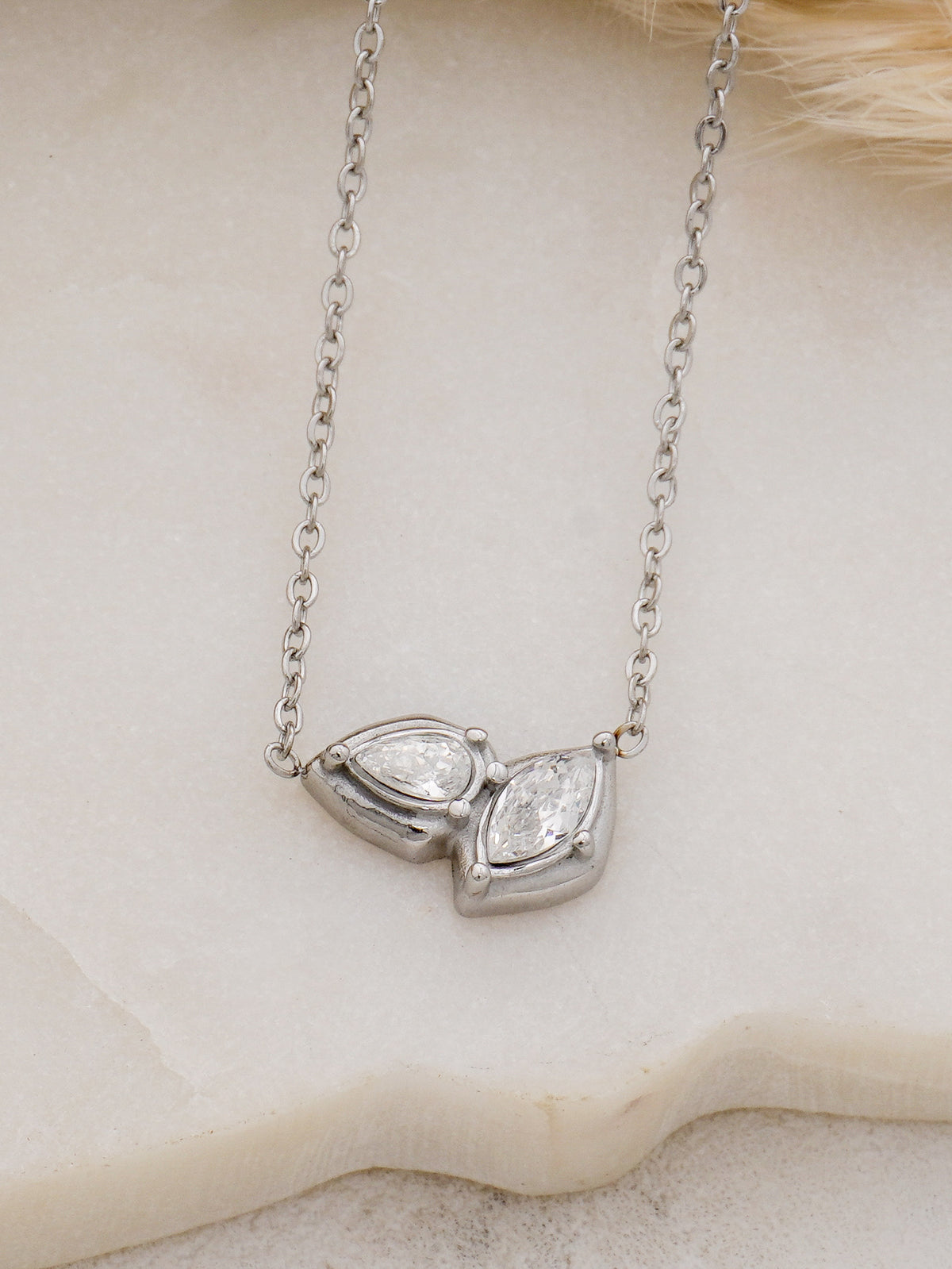 Double Cubic Stainless Steel Necklace