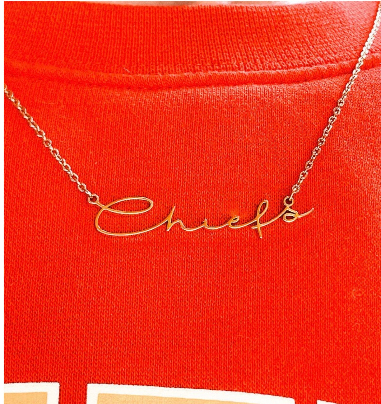 Chiefs Cursive Necklace