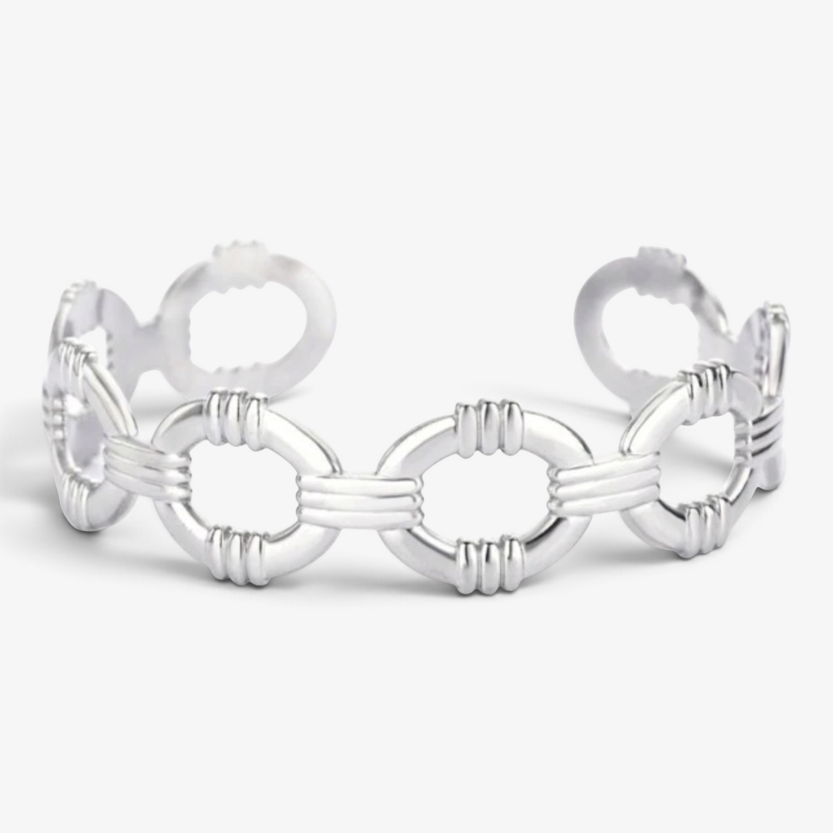 Chain Link Silver Stainless Steel Cuff Bracelet