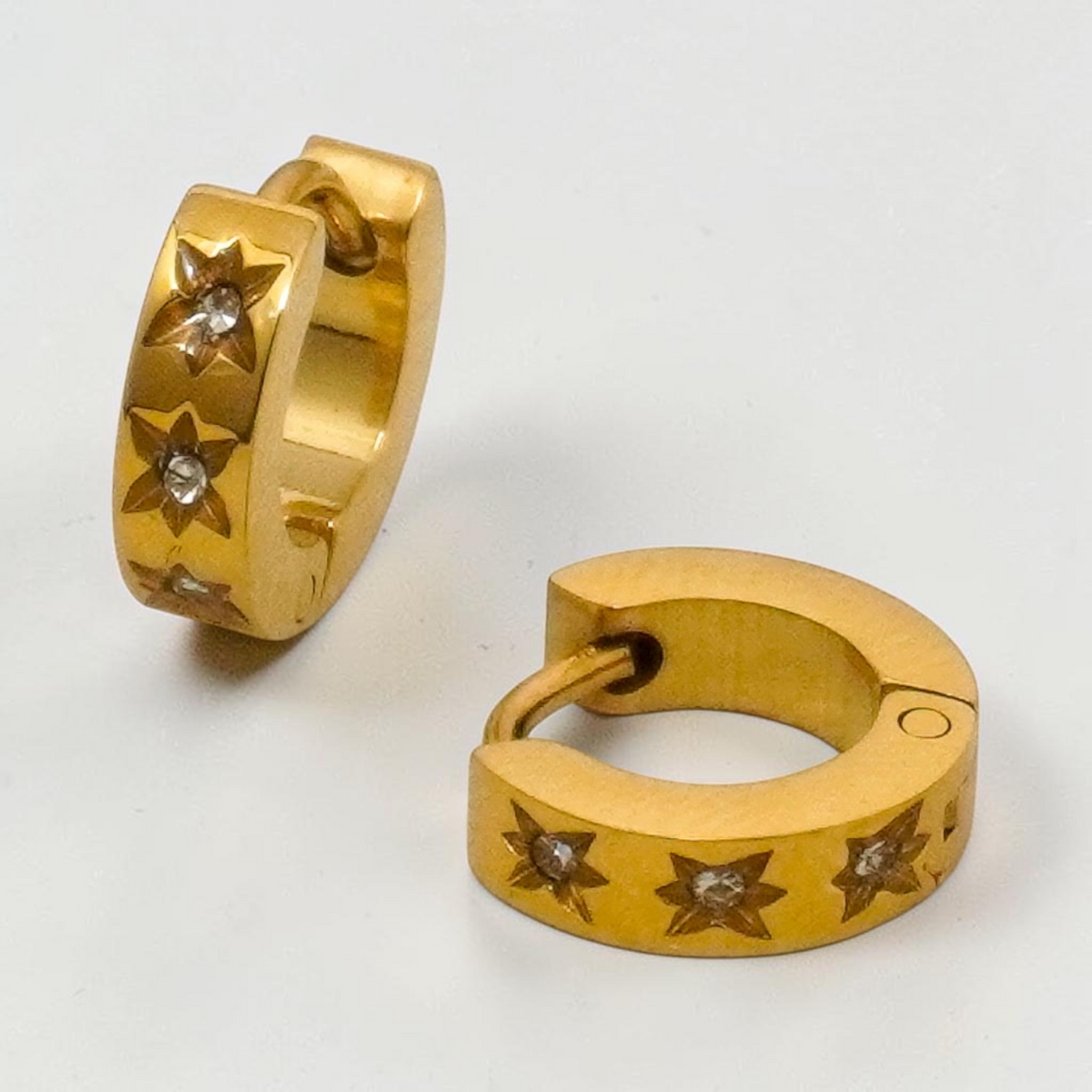 Mini Star Huggie Stainless Steel Hoops