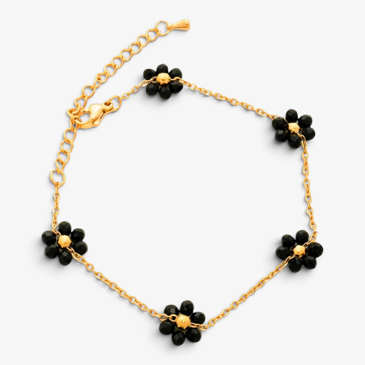 Beaded Flower Stainless Steel Bracelet