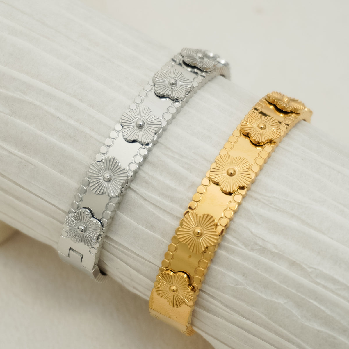 Flower Stainless Steel Bangle