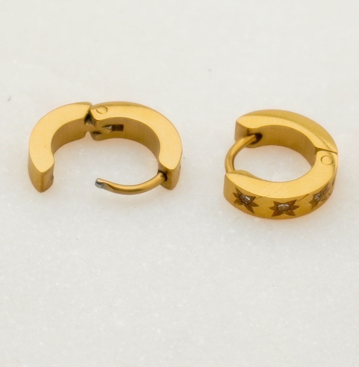 Mini Star Huggie Stainless Steel Hoops