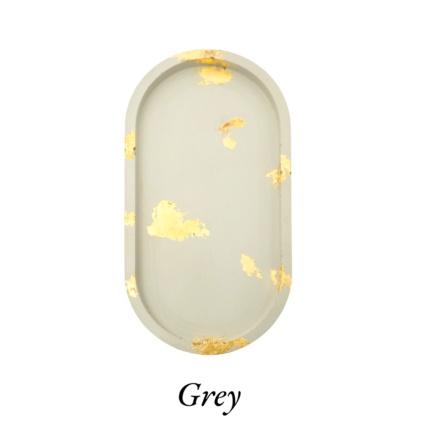 Large Gold Leaf Cement Oval Tray