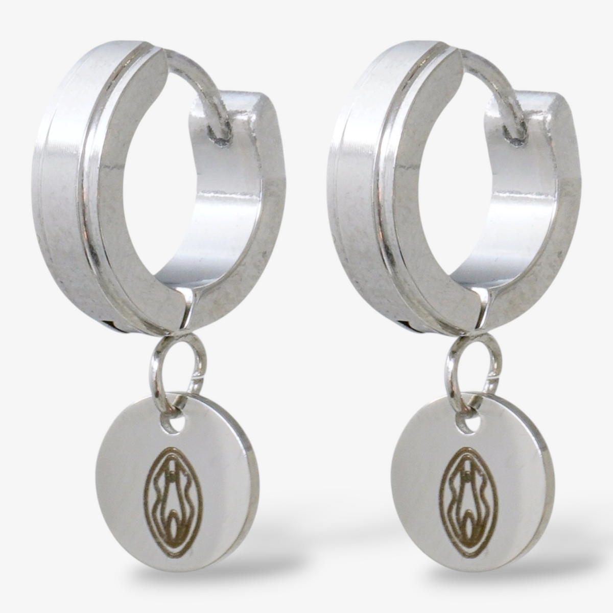 Engraved Vulva Stainless Steel Hoops