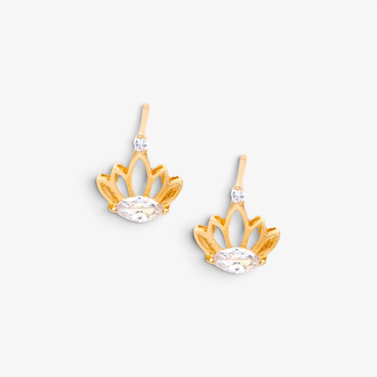 Gold Plated Cubic Lotus Flower Earrings