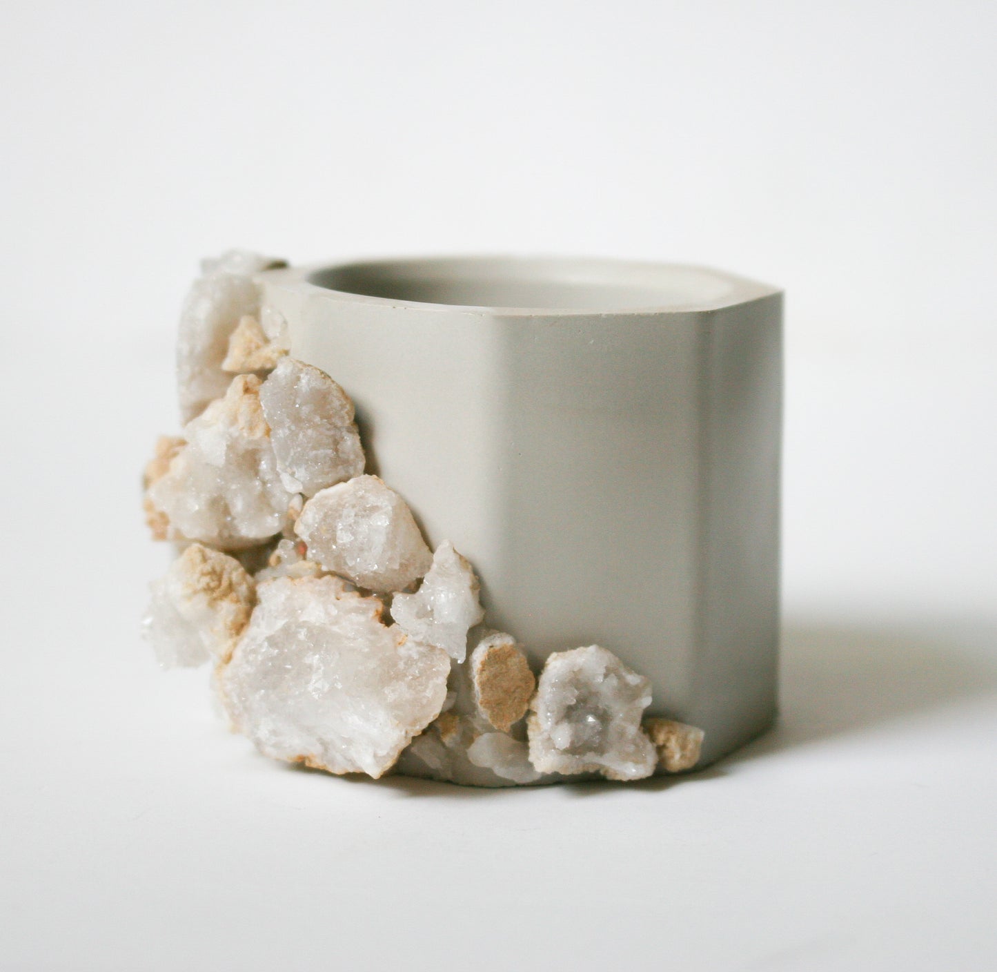 Real Geode Stone Cement Planter