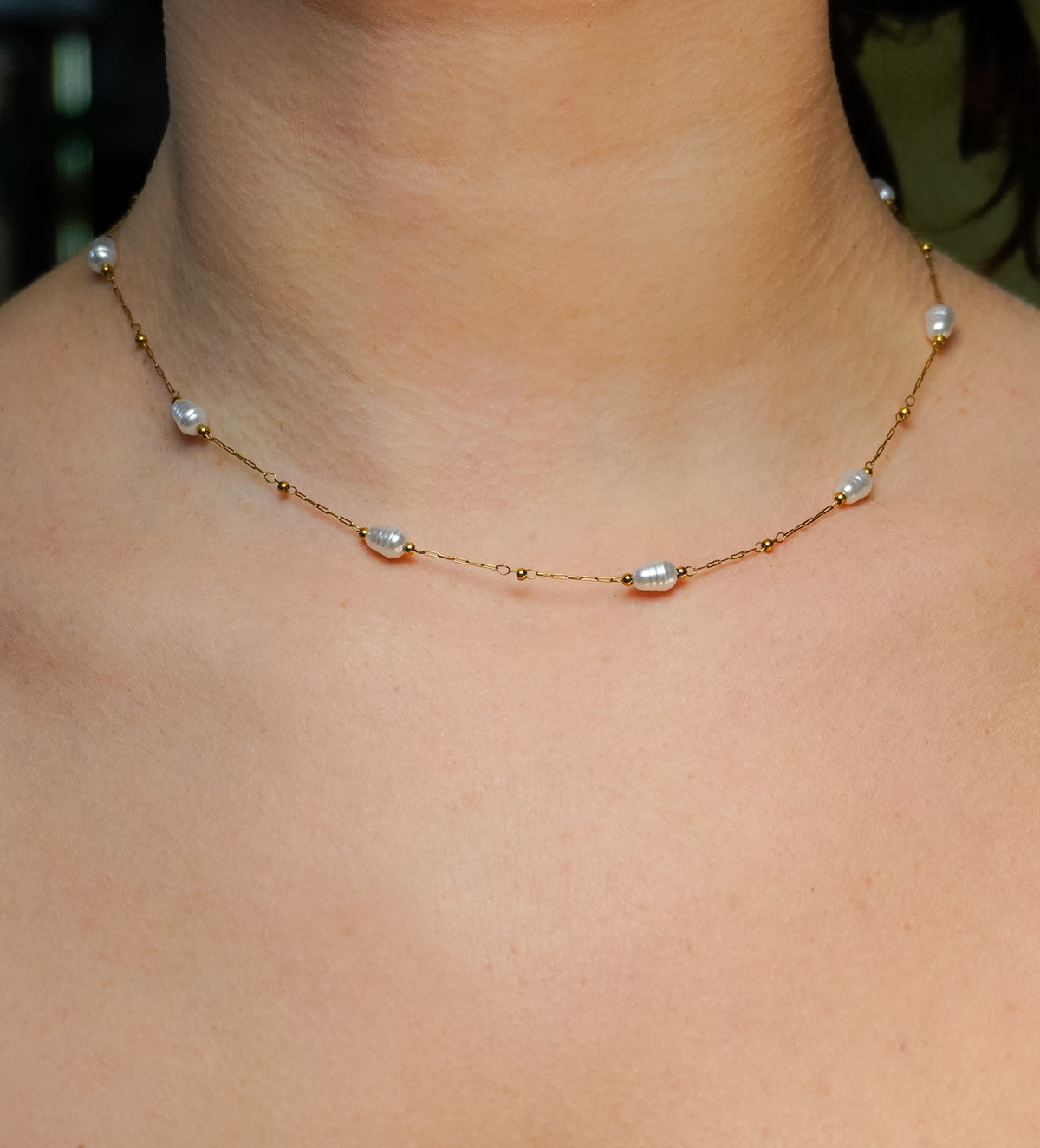 Faux Pearl Stainless Steel Necklace