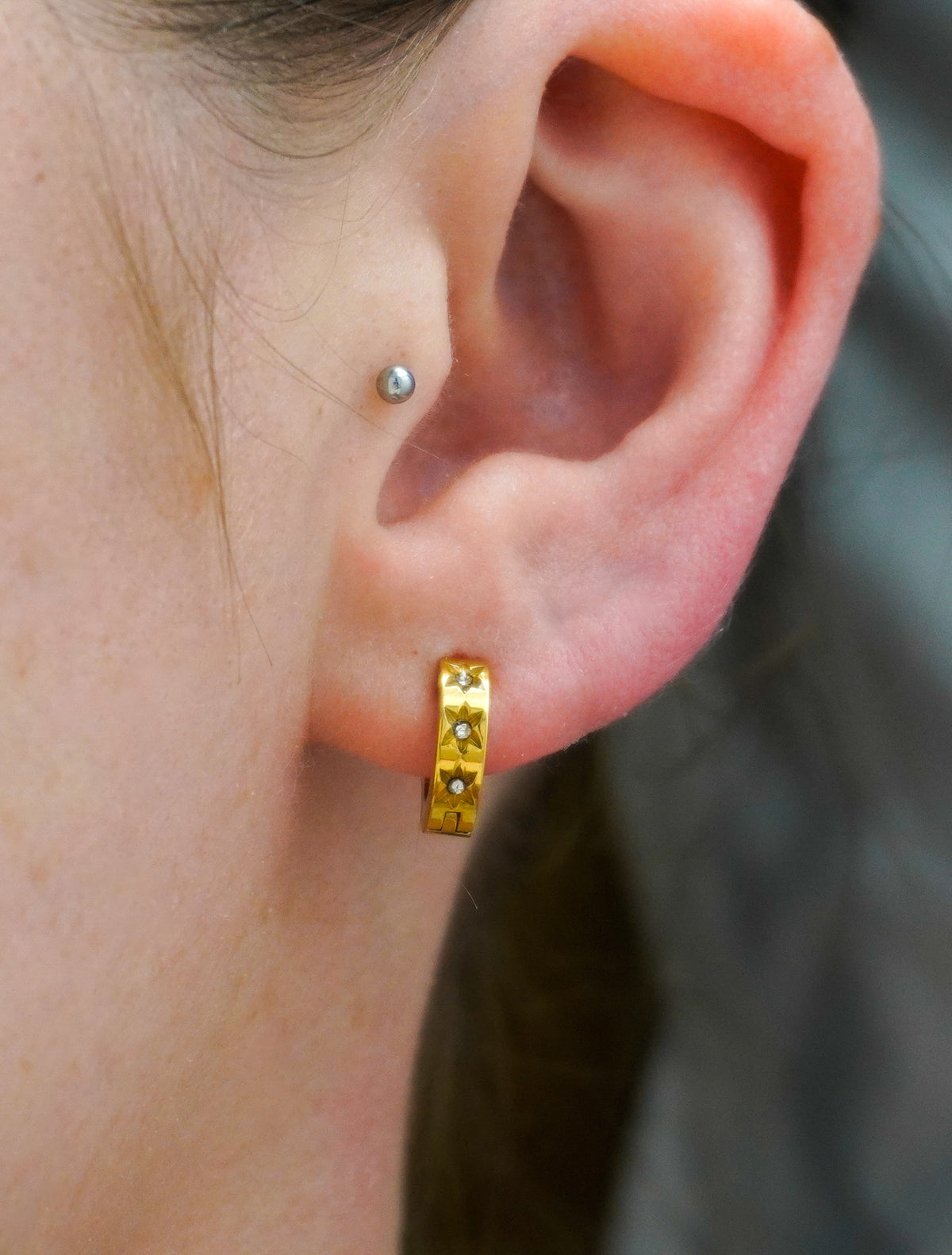 Mini Star Huggie Stainless Steel Hoops