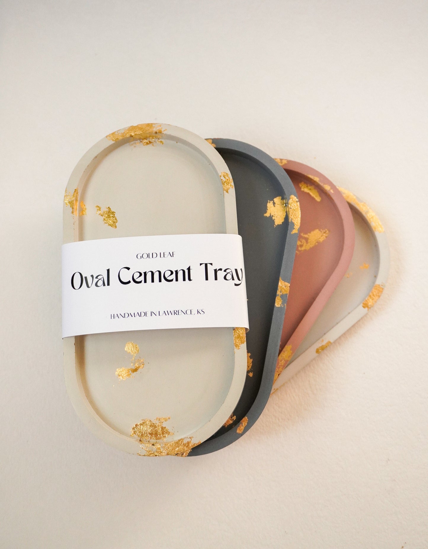 Gold Leaf Cement Oval Tray