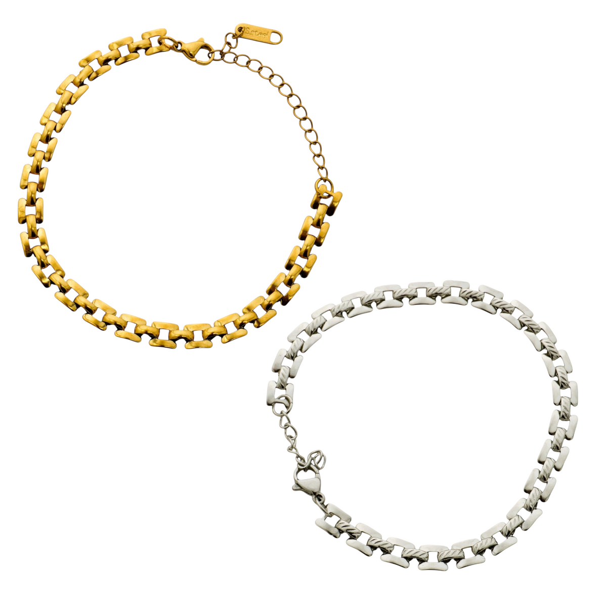 Flat Box Linked Stainless Steel Bracelet