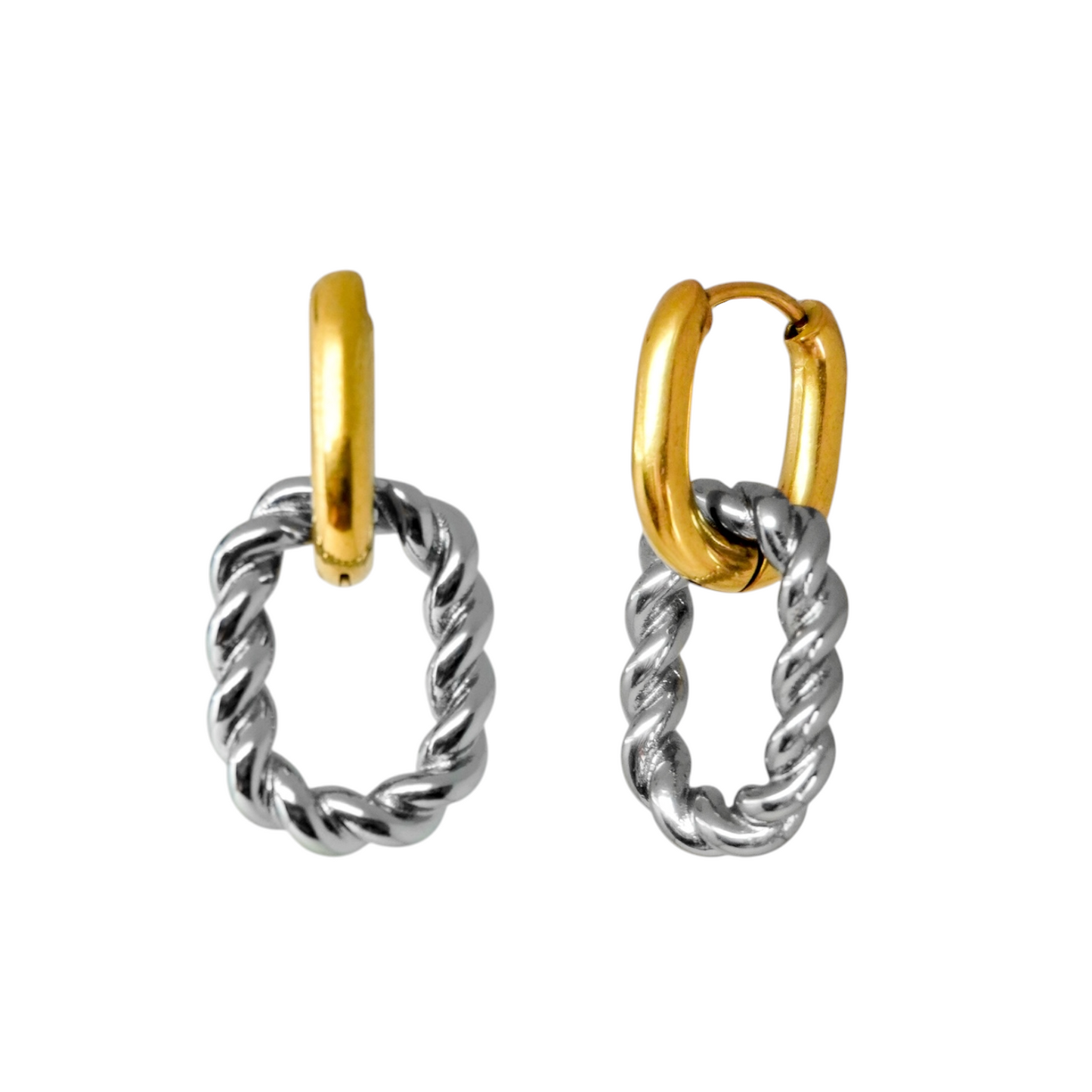 Dual-Toned Stainless Steel Oval Hoops