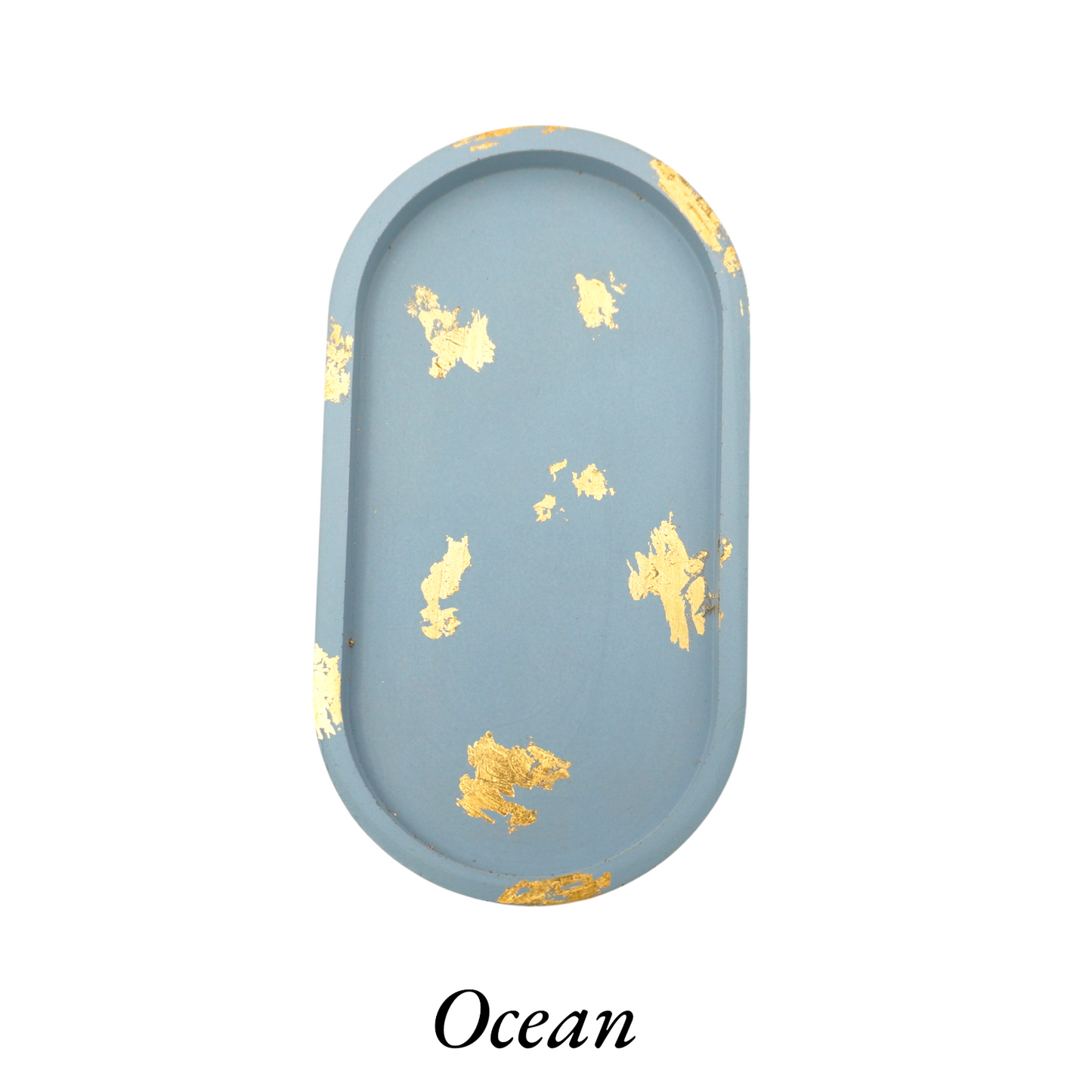 Large Gold Leaf Cement Oval Tray