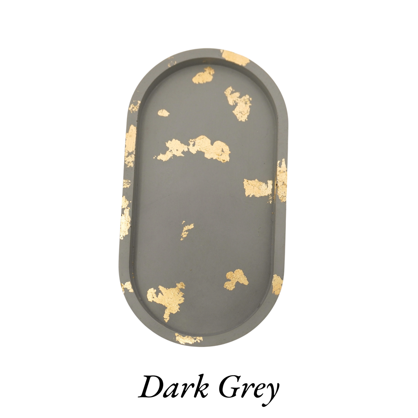 Large Gold Leaf Cement Oval Tray