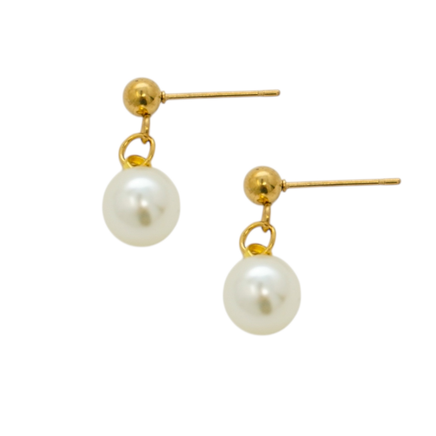 Stainless Steel Drop Pearl Stud Earrings