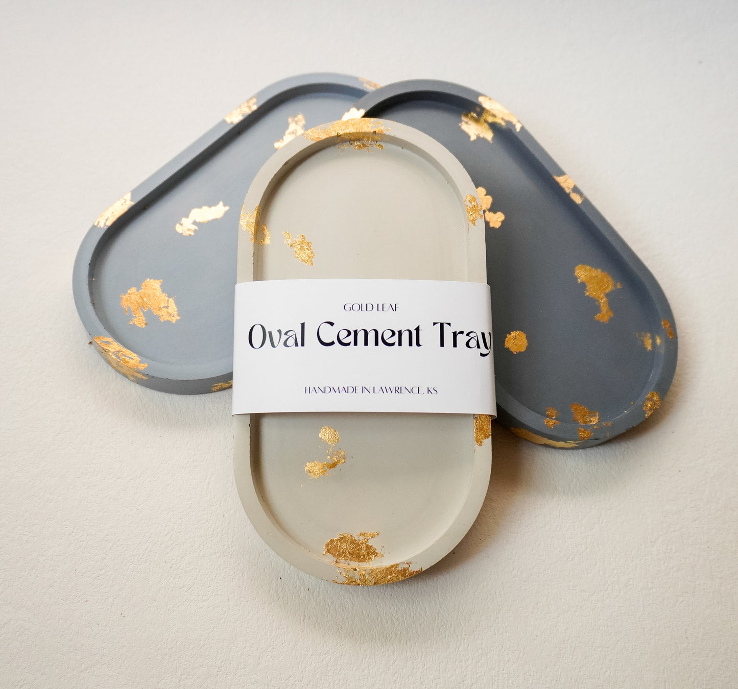 Gold Leaf Cement Oval Tray
