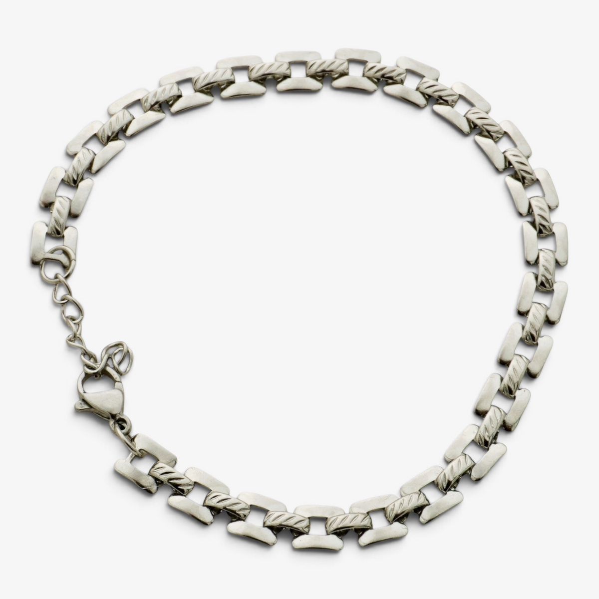 Flat Box Linked Stainless Steel Bracelet