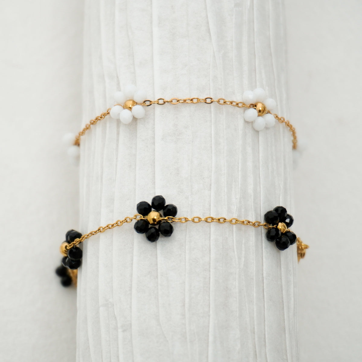 Beaded Flower Stainless Steel Bracelet
