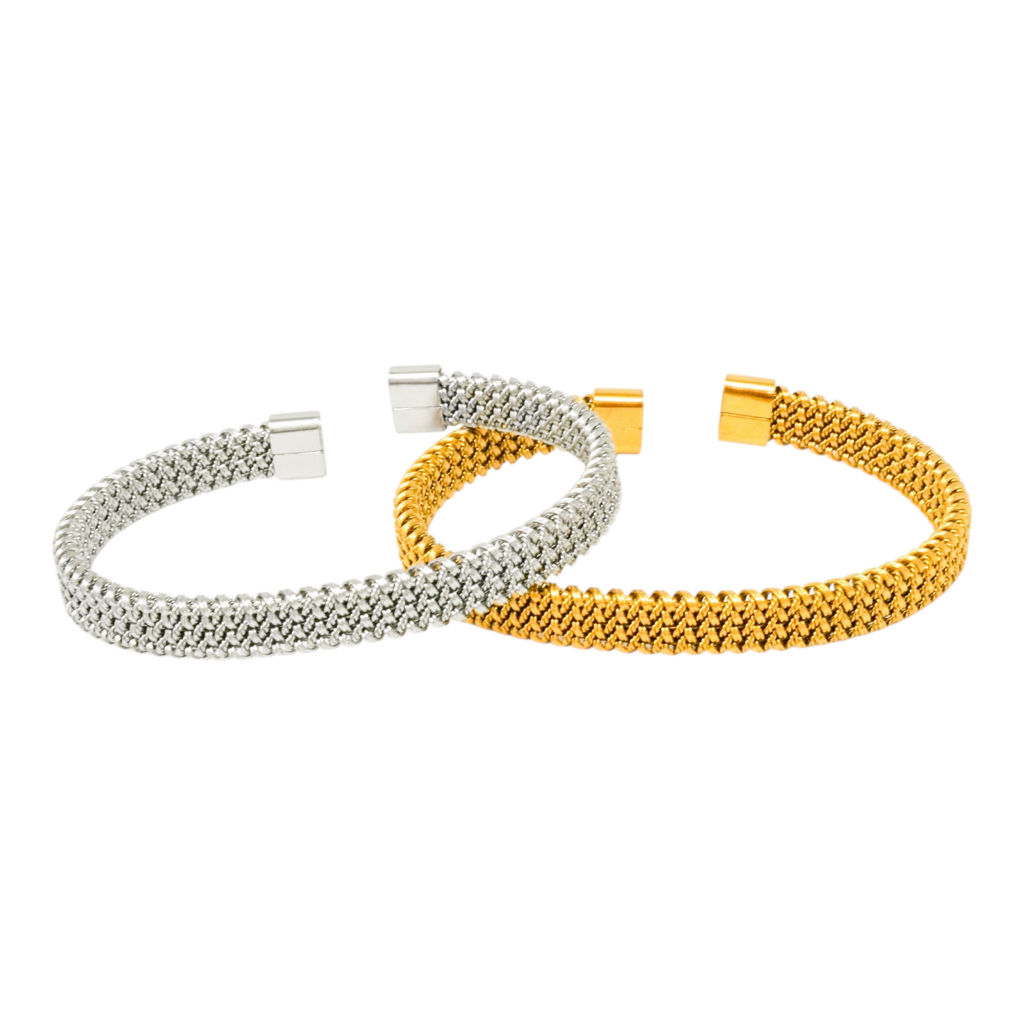 Woven Stainless Steel Bangle Bracelet