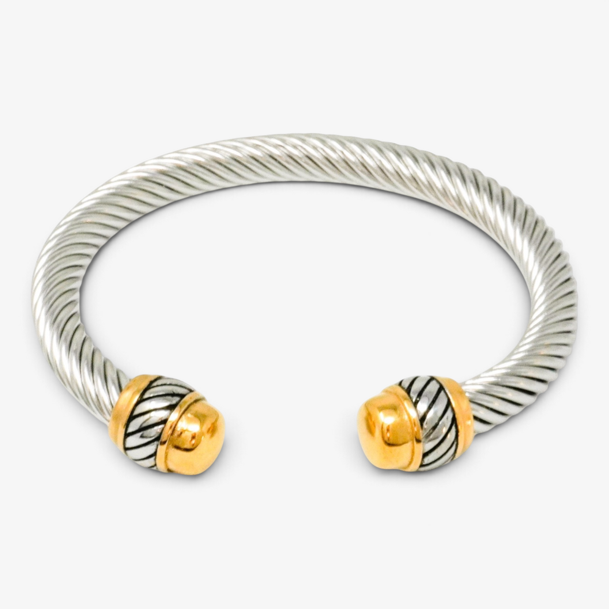Dual Toned Stainless Steel Bangle Bracelet