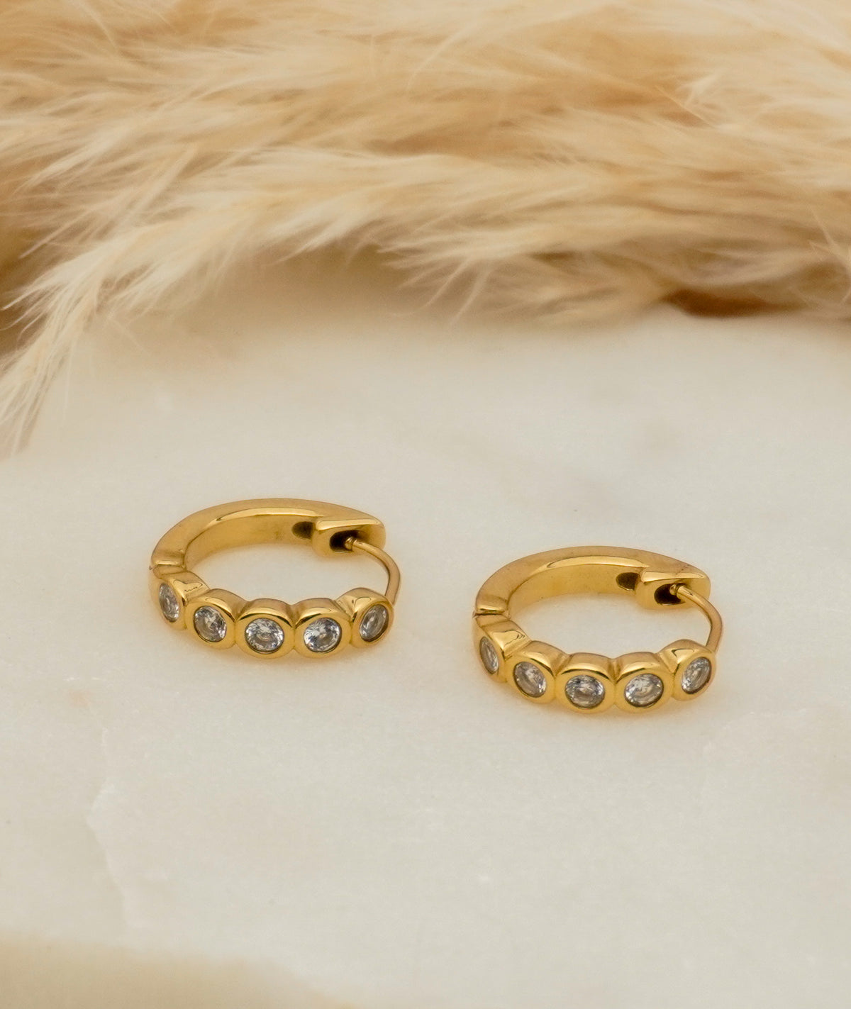 Cubic Bezel Stainless Steel Hoops