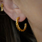 Gold Twisted Stainless Steel Stud Earrings
