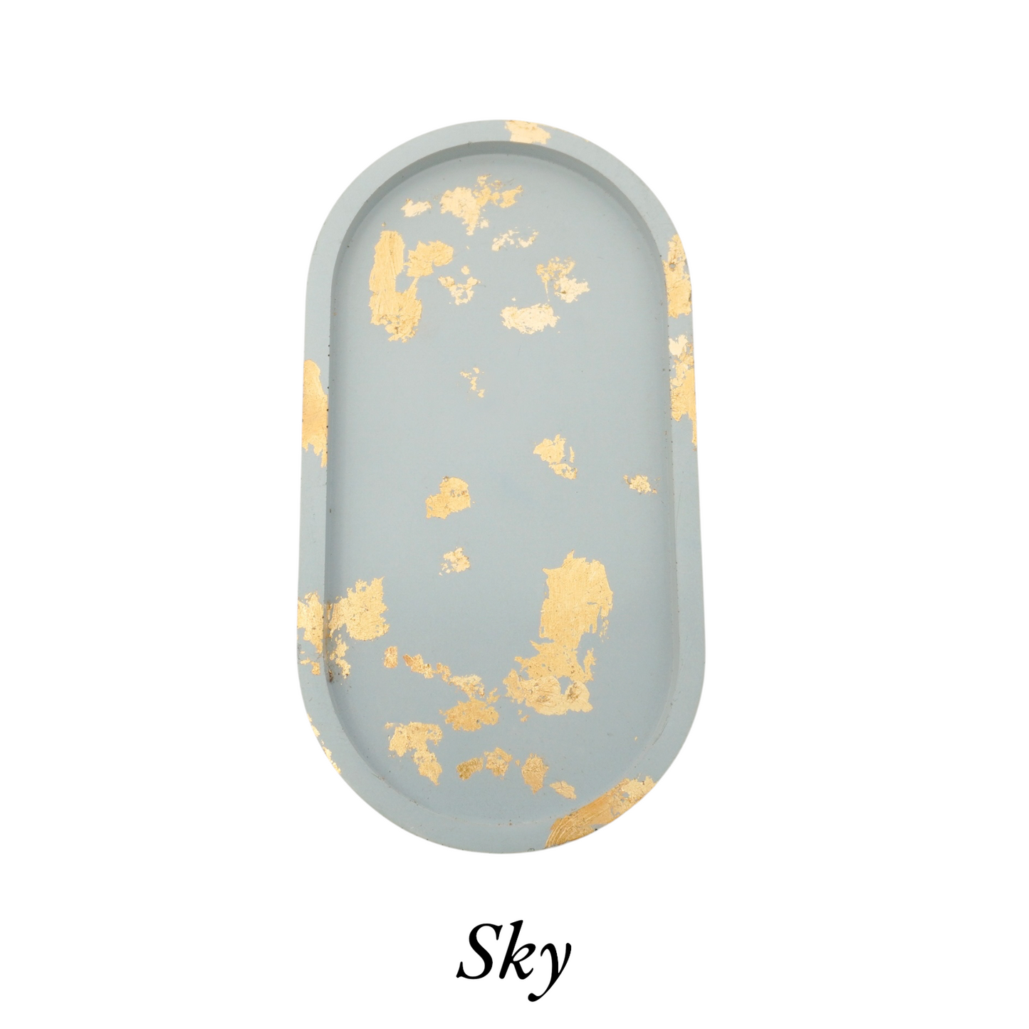 Large Gold Leaf Cement Oval Tray