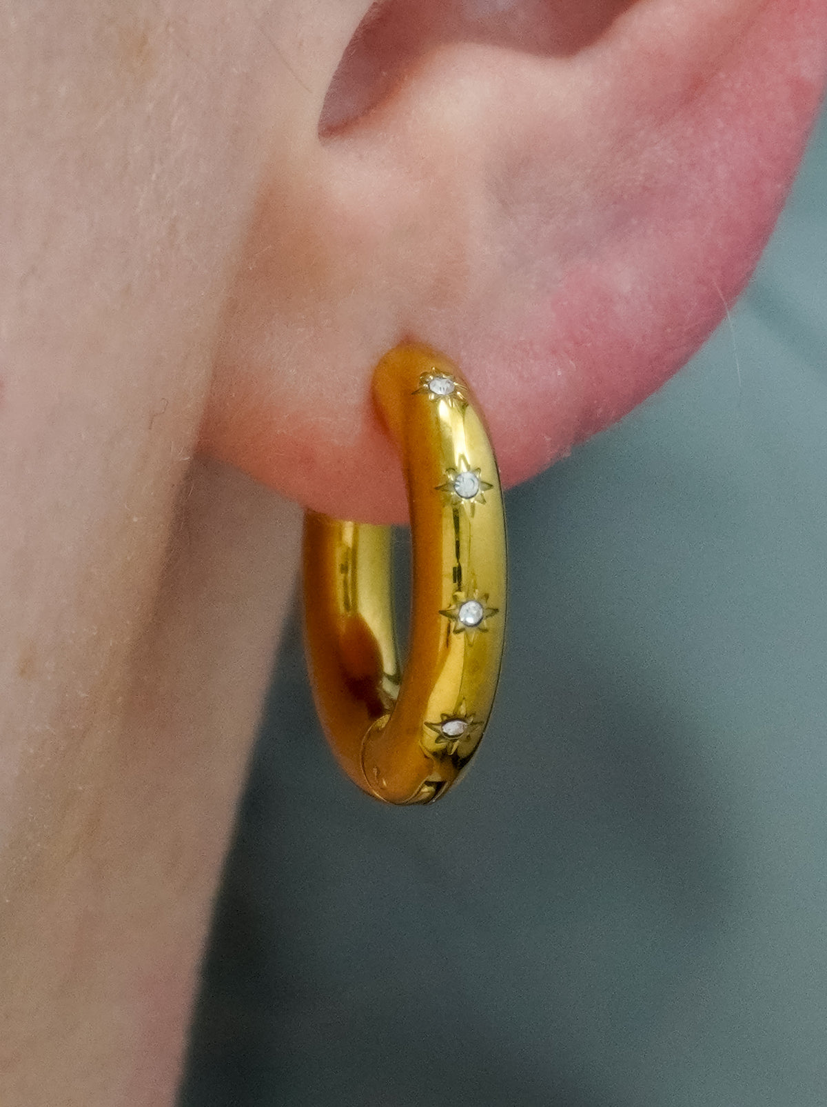 Engraved Star Stainless Steel Hoops