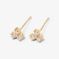 Gold Cubic Floral Stud Earrings
