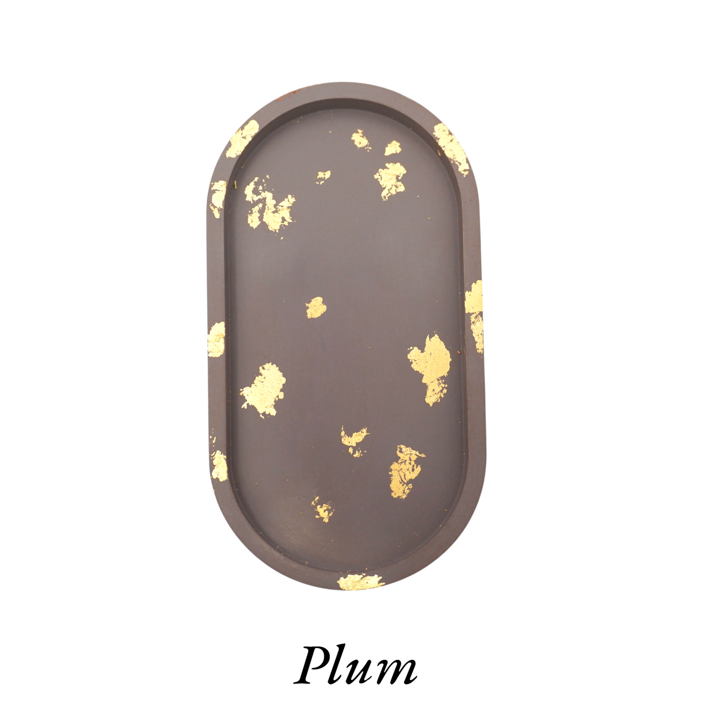 Large Gold Leaf Cement Oval Tray
